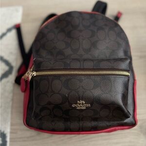 Coach medium Brown and Red Backpack
